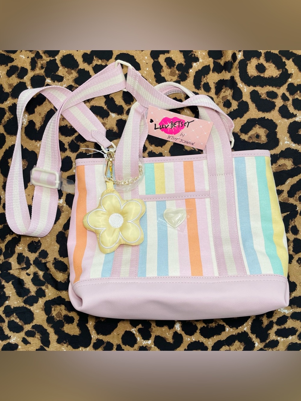 NWT Betsey Johnson Pastel Rainbow Baddie Purse